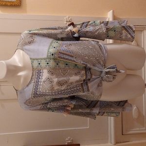 Peach Love printed crop top Sz S